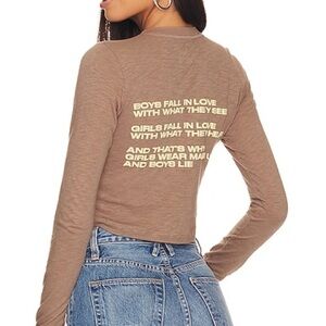 Boys Lie That's Why Crop Henley Tee in Olive